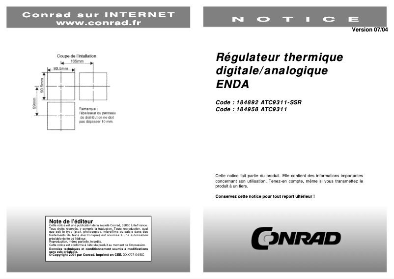 Page 1 of the manual User Manual Enda ATC9311