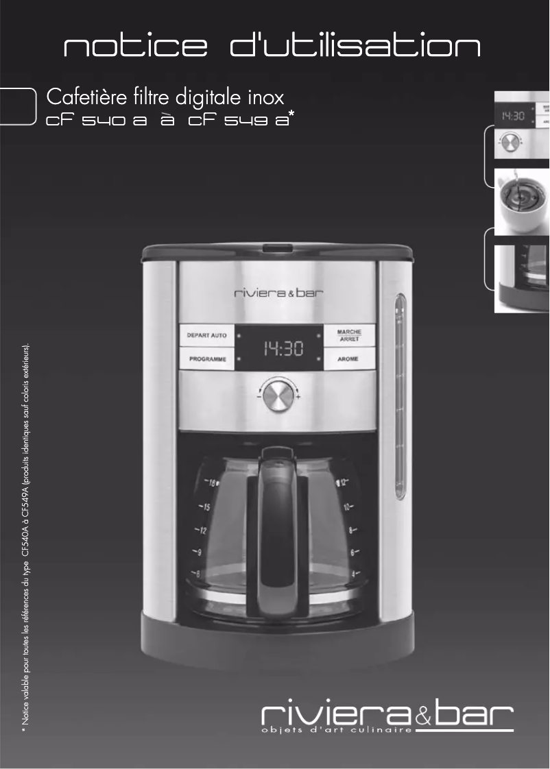 Page 1 of the manual User Manual Riviera & Bar CF547A