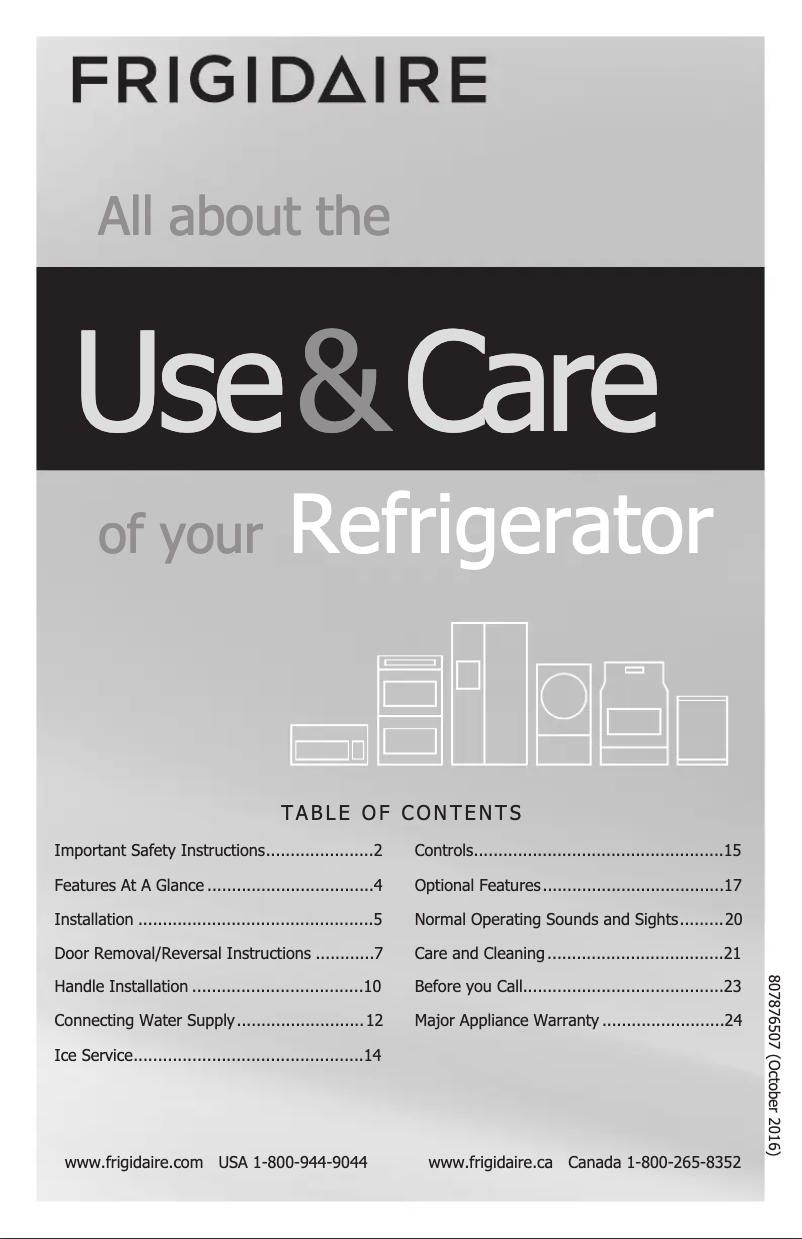 First page image of the manual for FFHT1814T