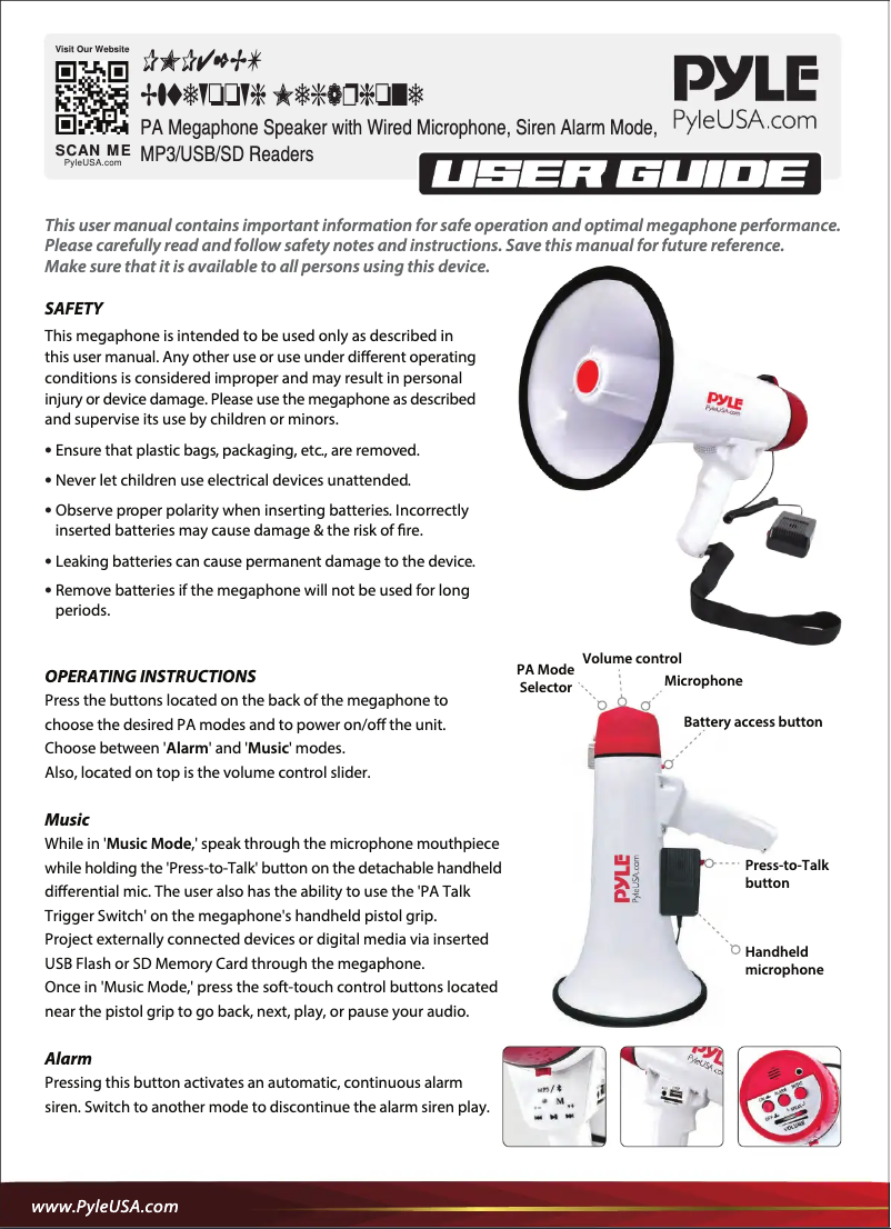 Page 1 of the manual User Manual Pyle PMP42BT