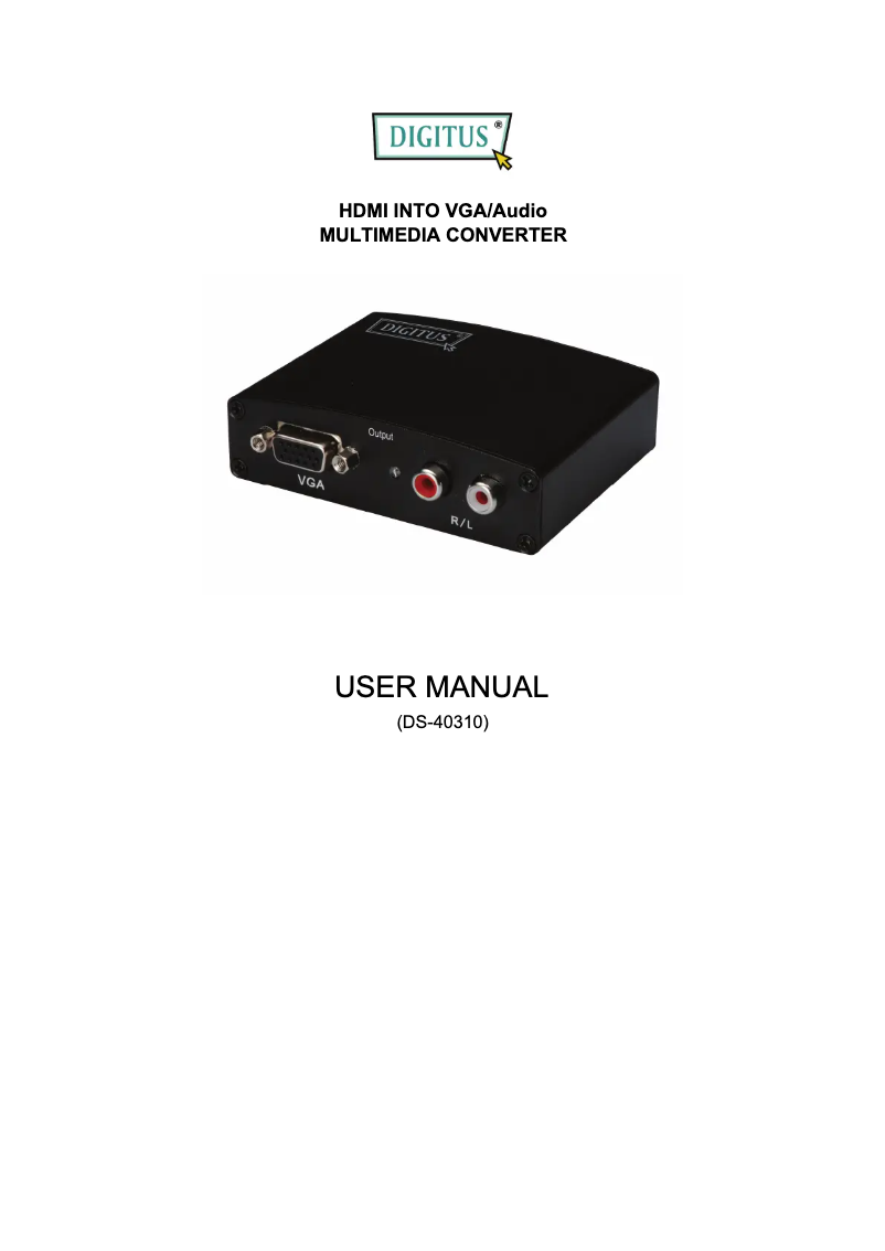 Page 1 of the manual User Manual Digitus DS-40310