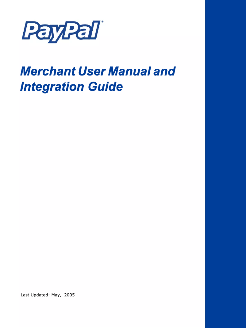 Page 1 of the manual User Manual PayPal Merchant (2005)