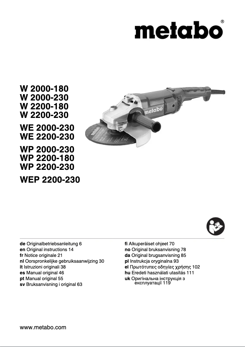 Page 1 of the manual User Manual Metabo WEP 2200-230