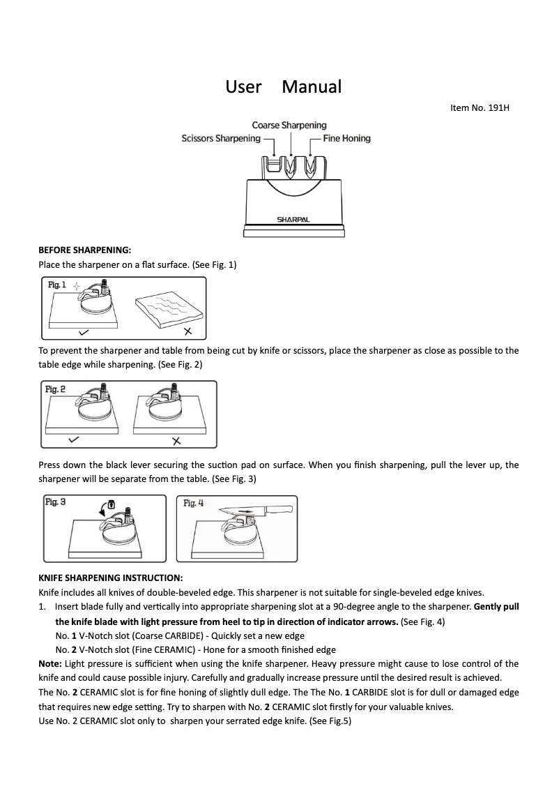 Page 1 of the manual User Manual Sharpal 191H