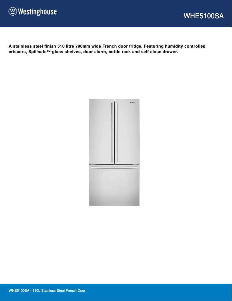 First page image of the manual for WHE5100SA