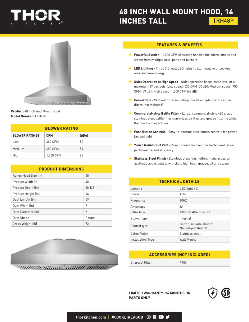 First page image of the manual for TRH48P