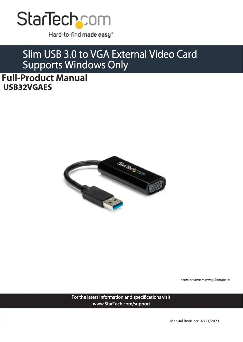 First page image of the manual for USB32VGAES