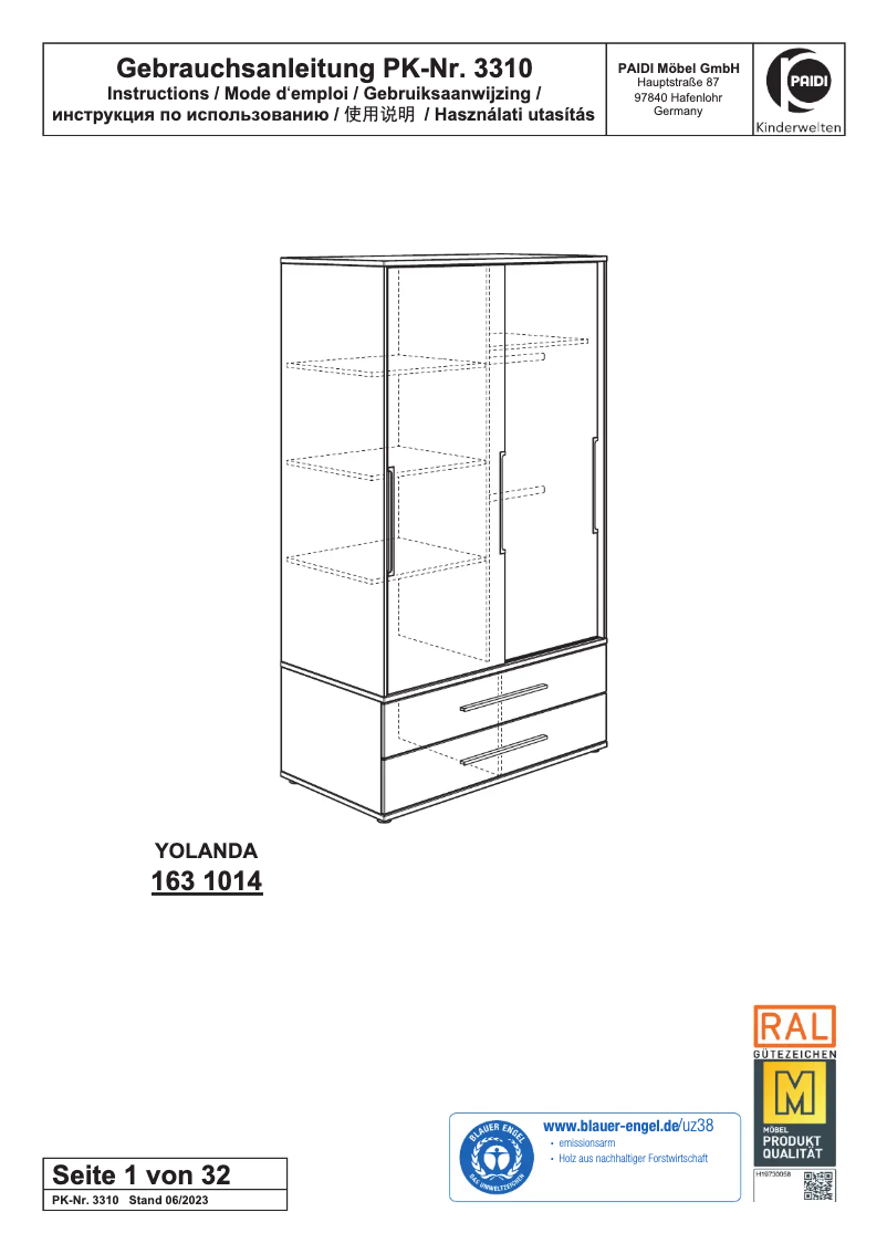 First page image of the manual for Yolanda