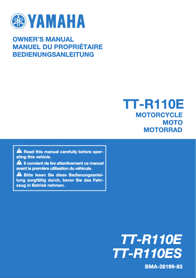 First page image of the manual for TT-R110E (2025)