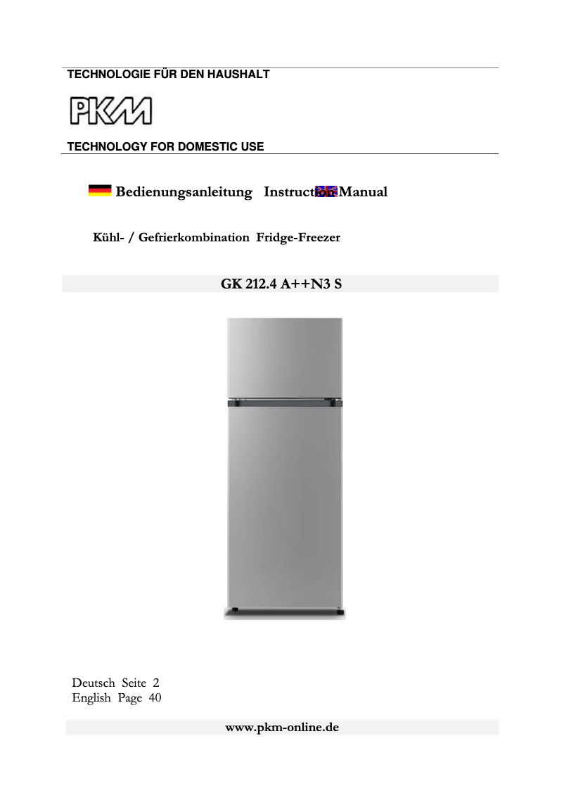 Page 1 of the manual User Manual PKM GK212.4A++N3 S