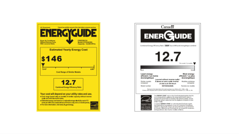Page 1 of the manual Energy Label Friedrich Chill Premier Inverter CCV24A30A