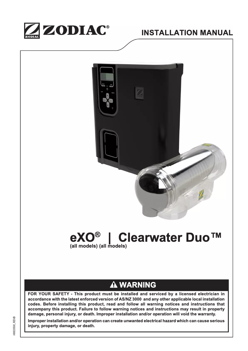 Page 1 of the manual User Manual Zodiac EXO iQ