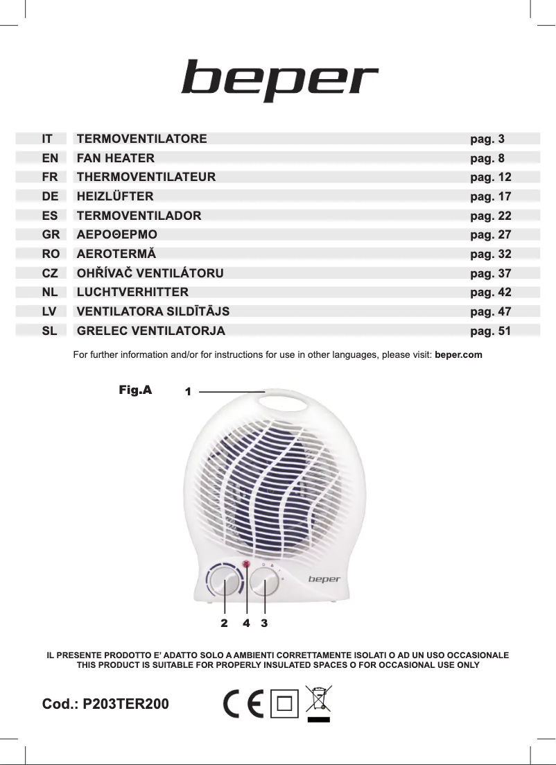 First page image of the manual for P203TER201