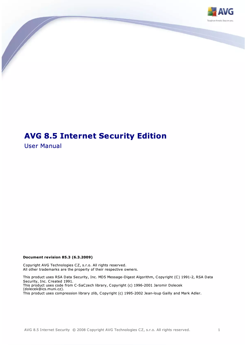 Image de la première page du manuel de l'appareil Internet Security 8.5