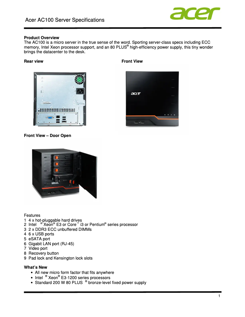First page image of the manual for AC100
