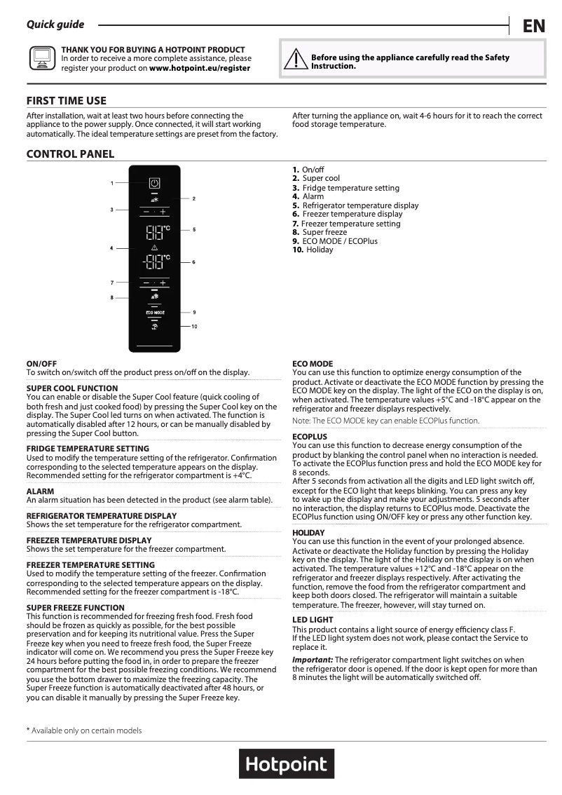 Page 1 of the manual User Manual Hotpoint H7X 93T SK