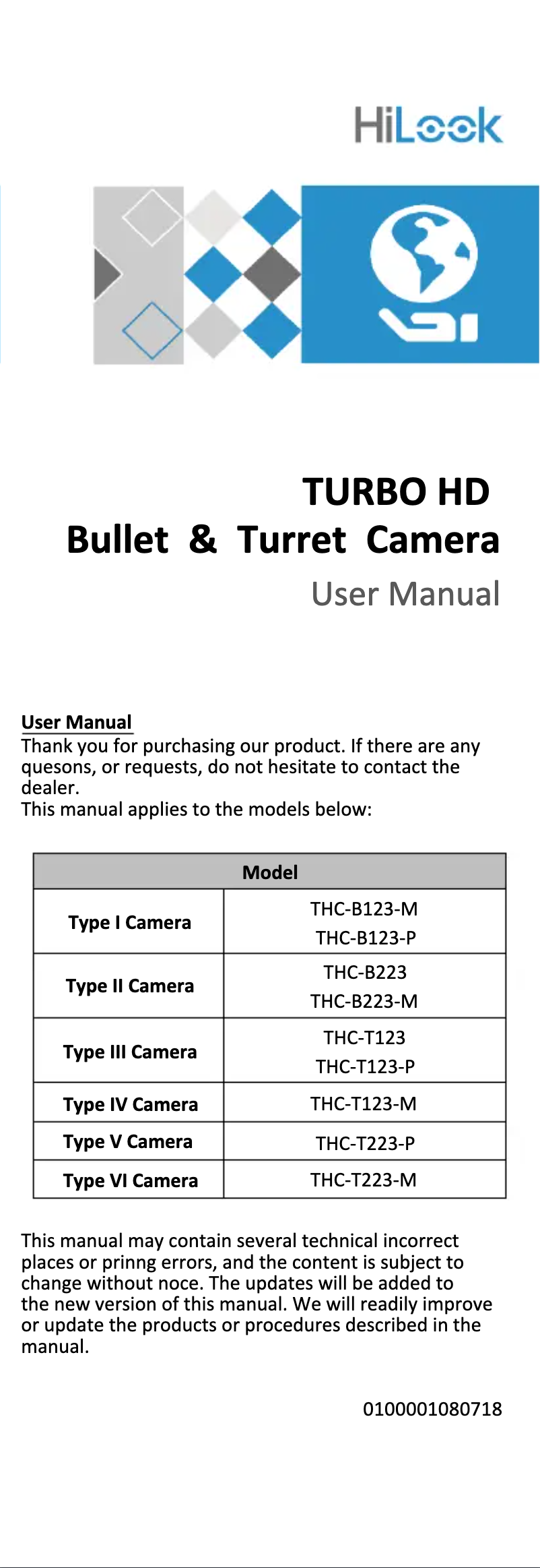 Page 1 of the manual Instruction Manual Hikvision THC-B123-P