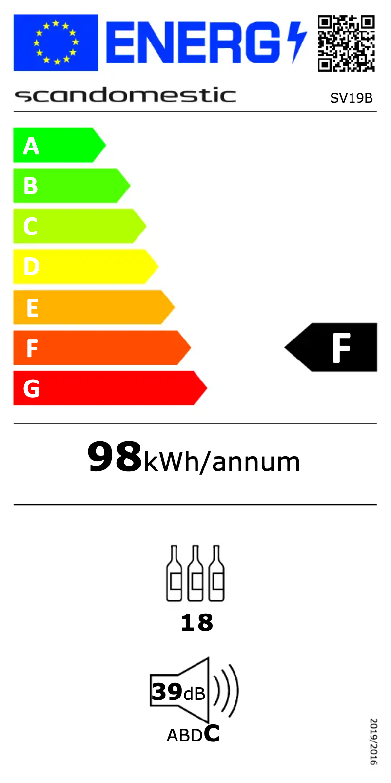 Page 1 de la notice Label énergétique Scandomestic SV 19 B