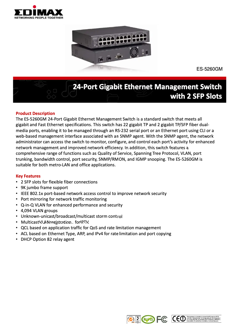 Page 1 of the manual User Manual Edimax ES-5260GM