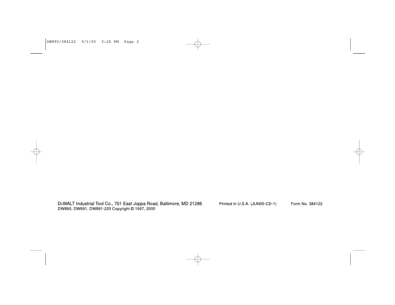 Page 1 of the manual User Manual DeWalt DW890