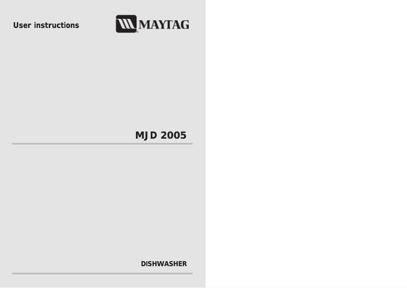 Page 1 of the manual User Manual Maytag MJD2005AAS