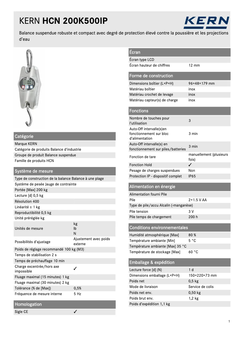 First page image of the manual for HCN 200K500IP