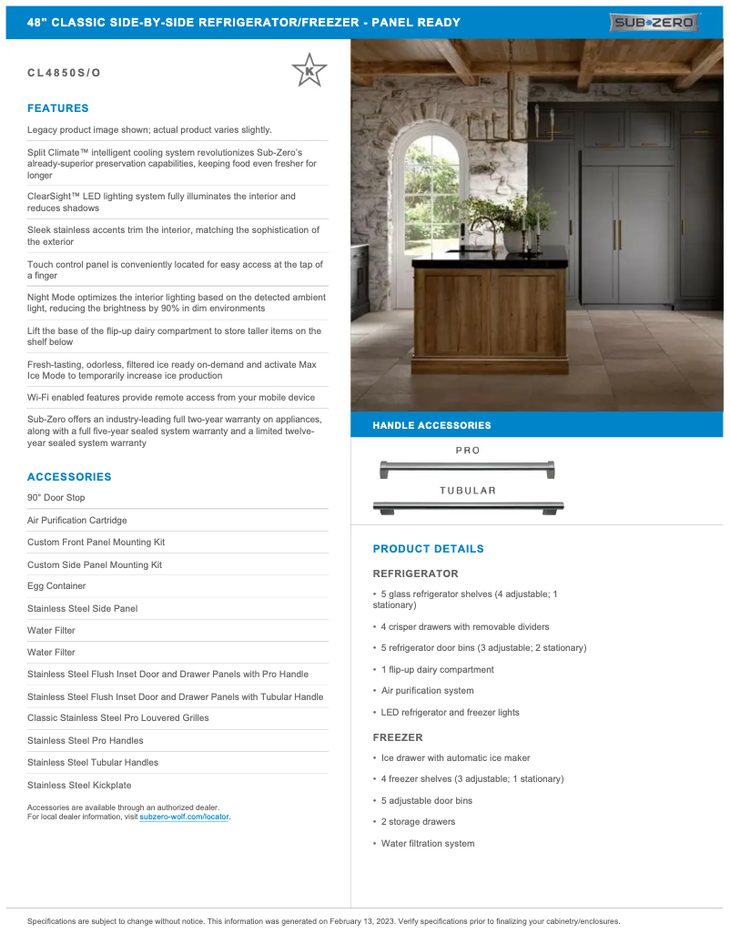 Page 1 of the manual User Manual Sub-Zero CL4850O