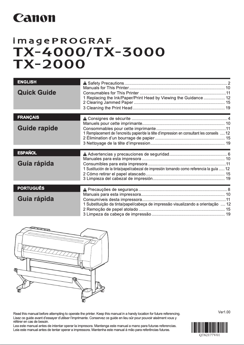 First page image of the manual for imagePROGRAF TX-3000
