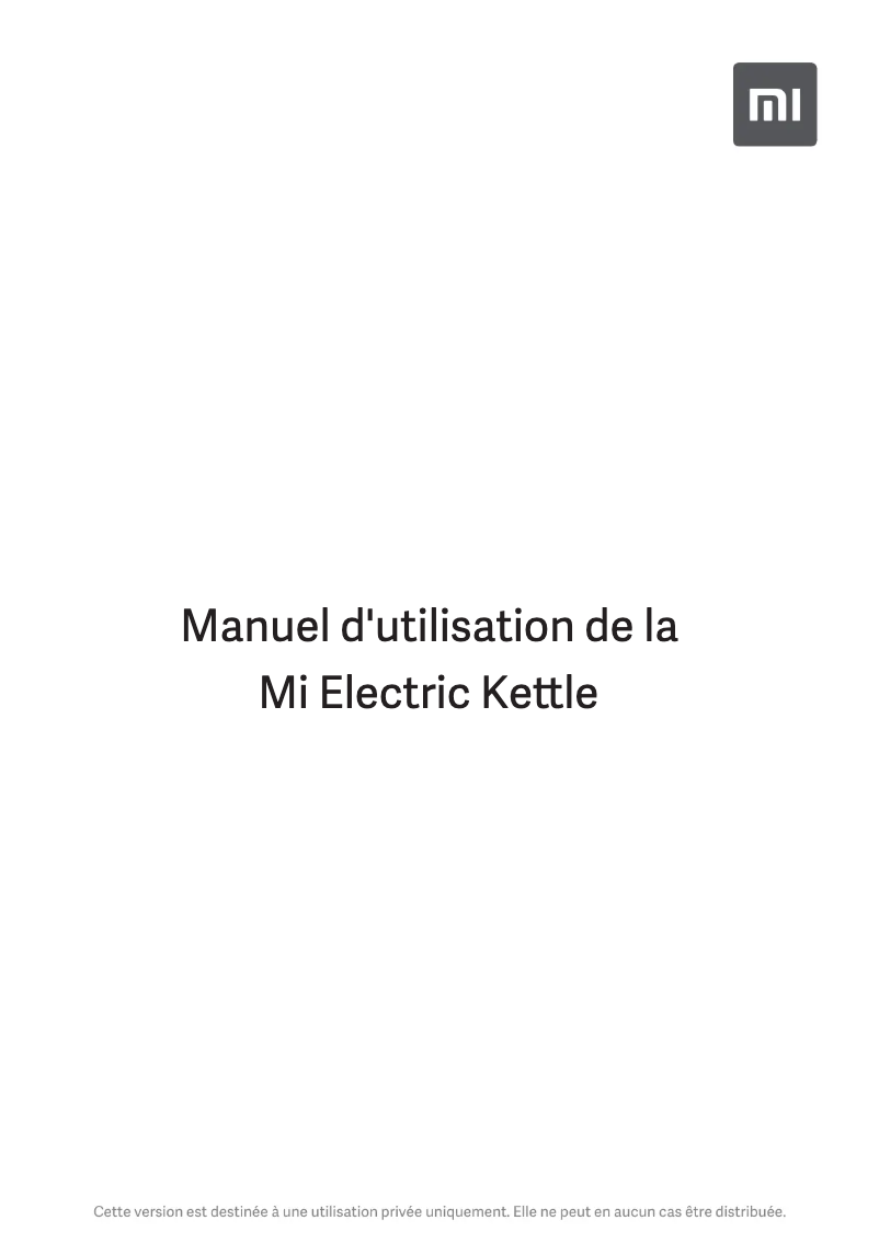 Page 1 of the manual User Manual Xiaomi Mi Electric Kettle