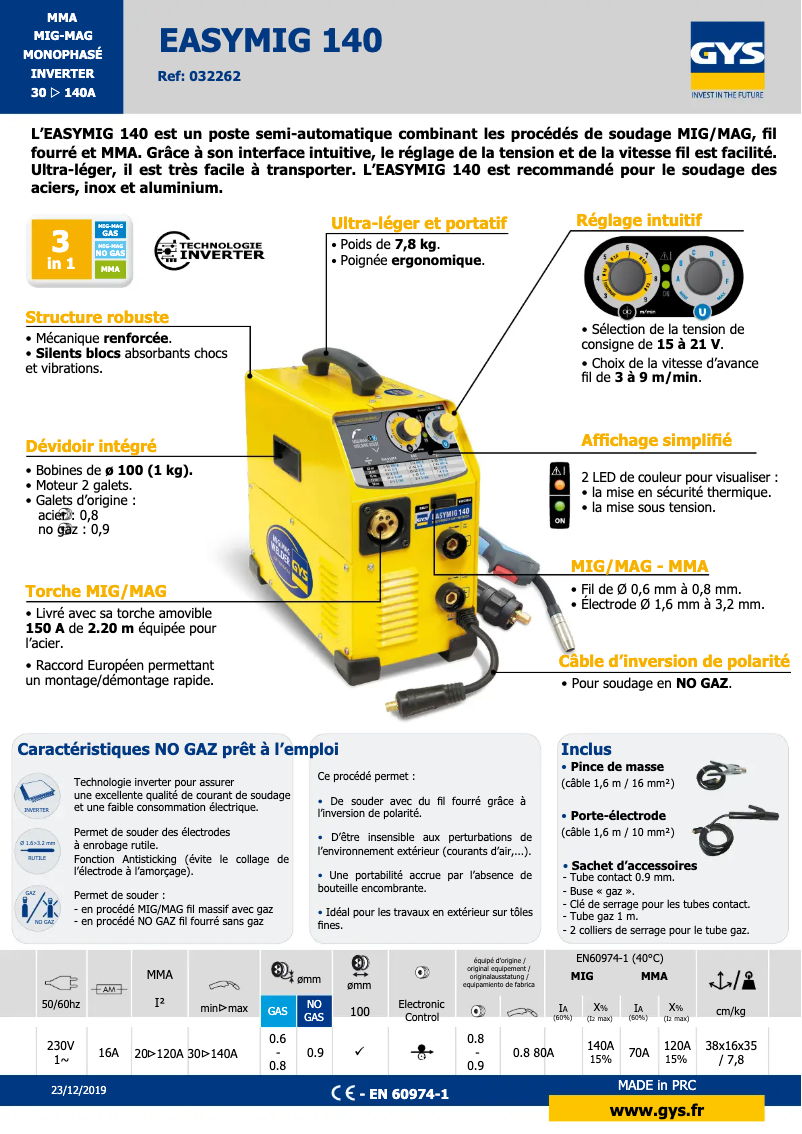 First page image of the manual for Easymig 140