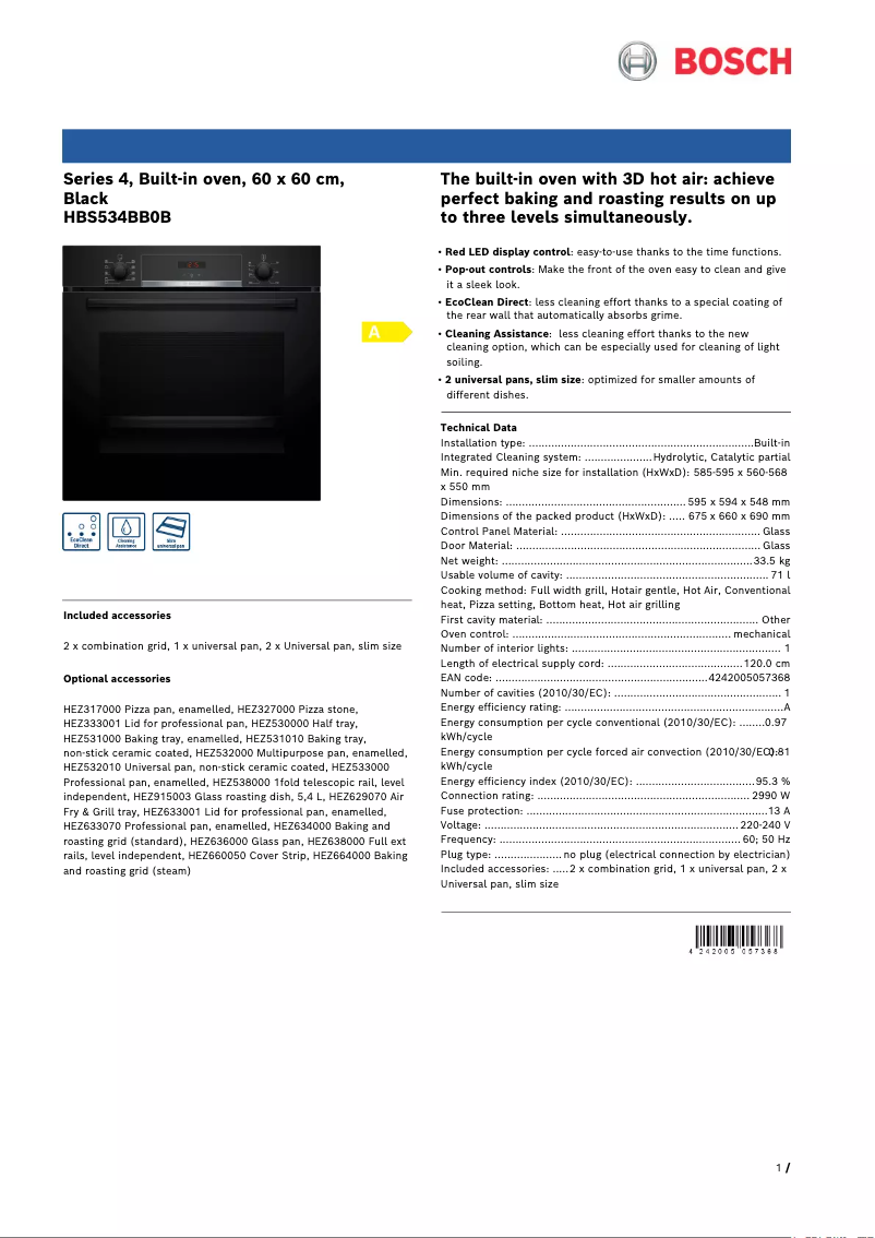 First page image of the manual for Serie 4 HBS534BB0B