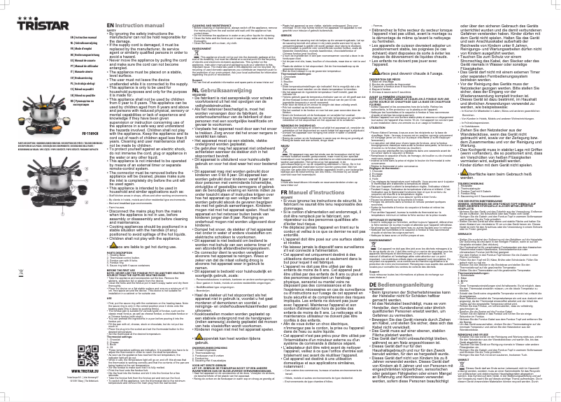 Page 1 of the manual User Manual TriStar FO-1109CH