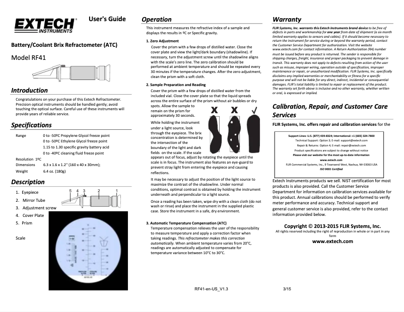 First page image of the manual for RF41