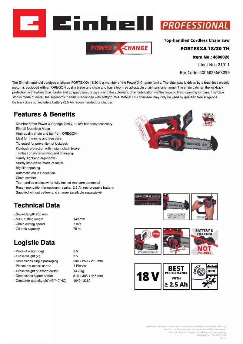 First page image of the manual for FORTEXXA 18/20 TH