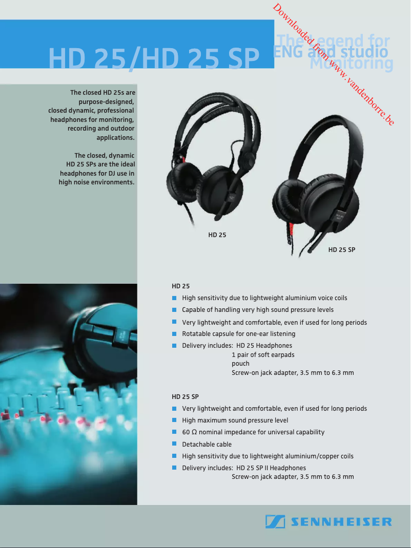 First page image of the manual for HD 25