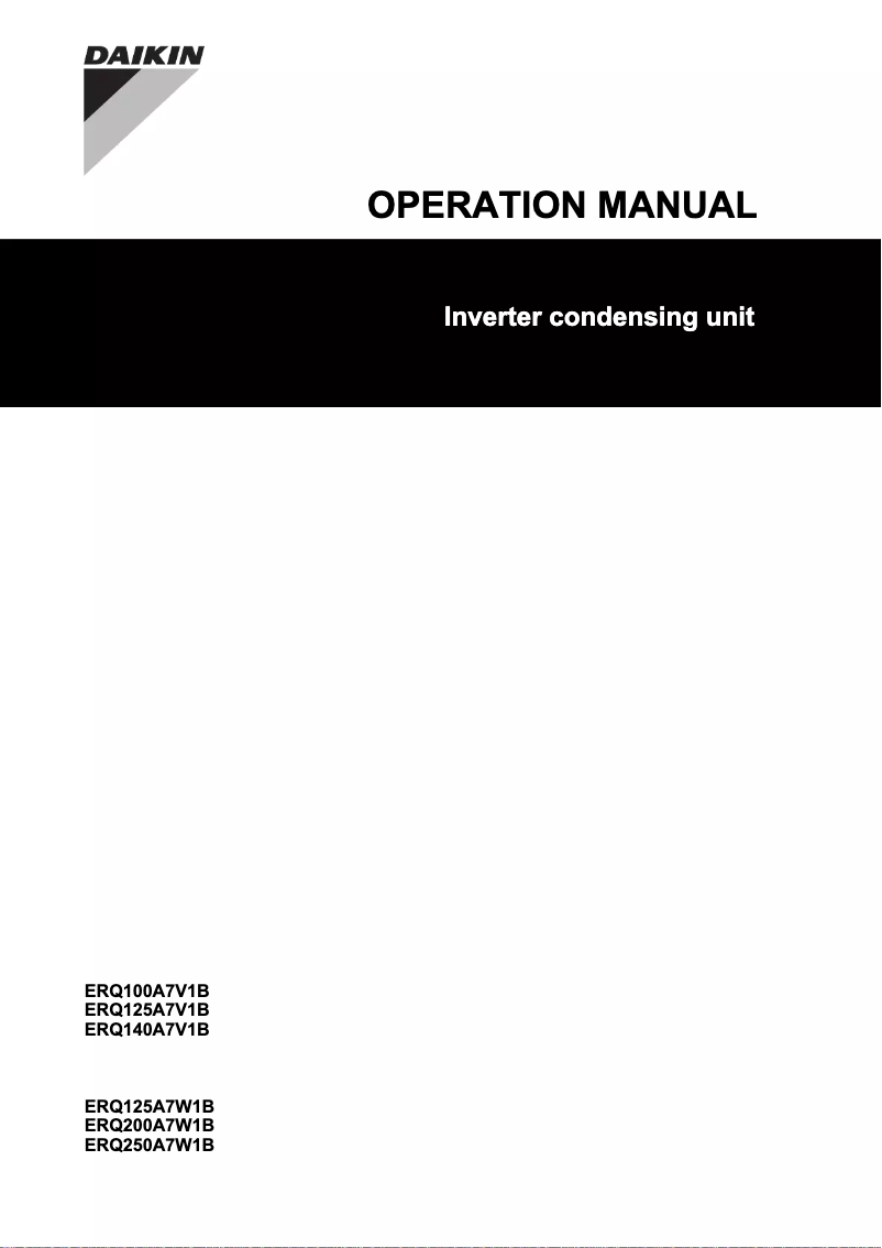 Page 1 of the manual User Manual Daikin ERQ100A7V1B