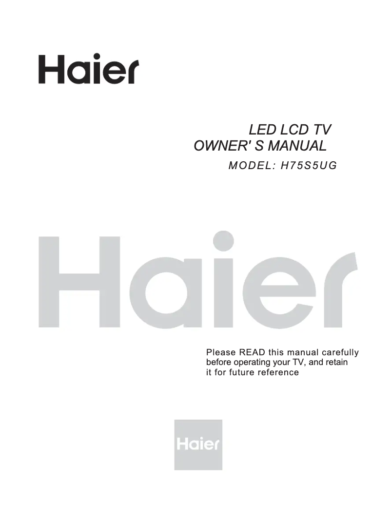 Page 1 of the manual User Manual Haier H75S5UG