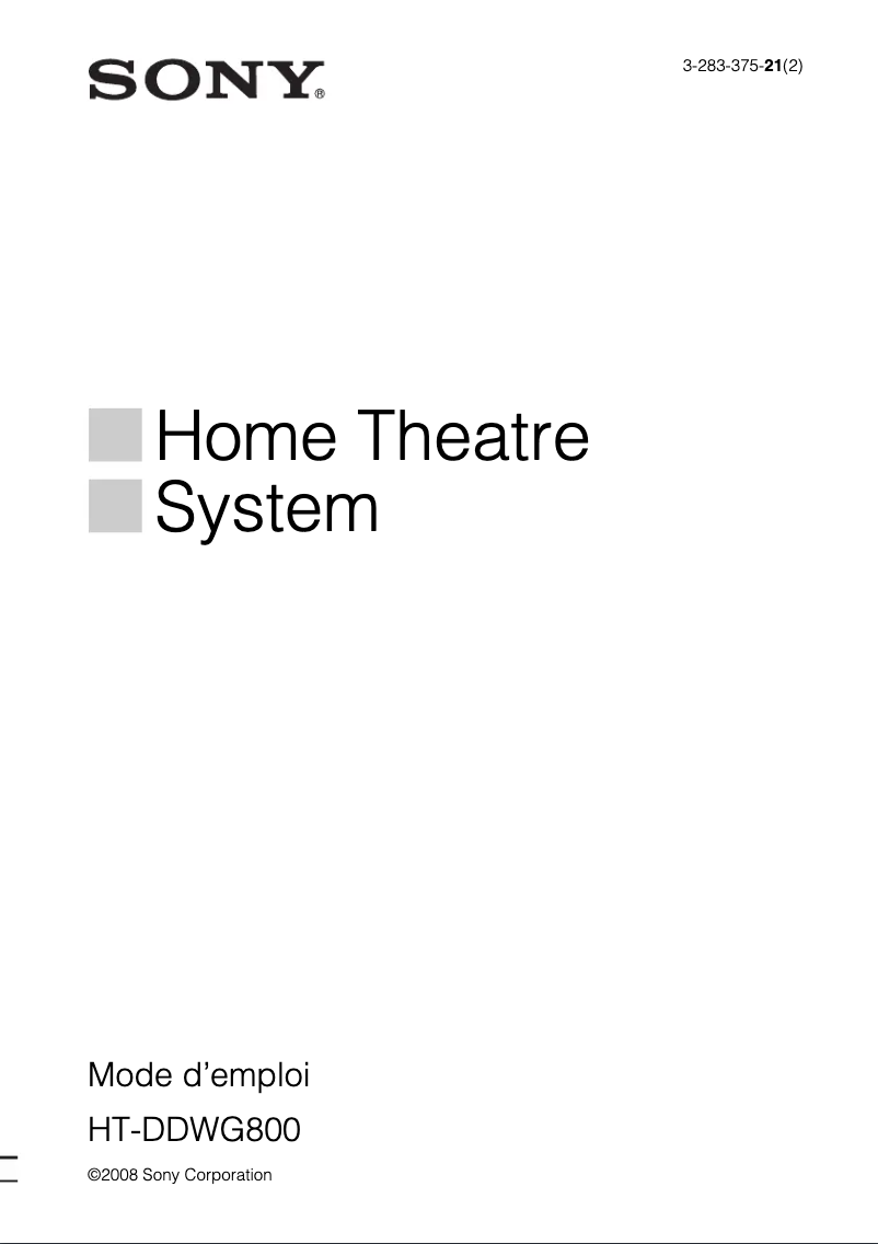 First page image of the manual for HT-DDWG800