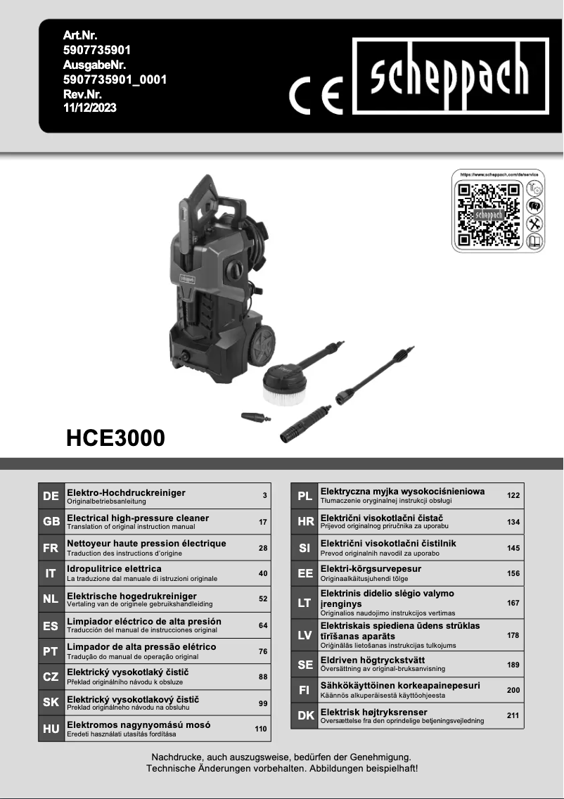 Page 1 of the manual User Manual Scheppach HCE3000