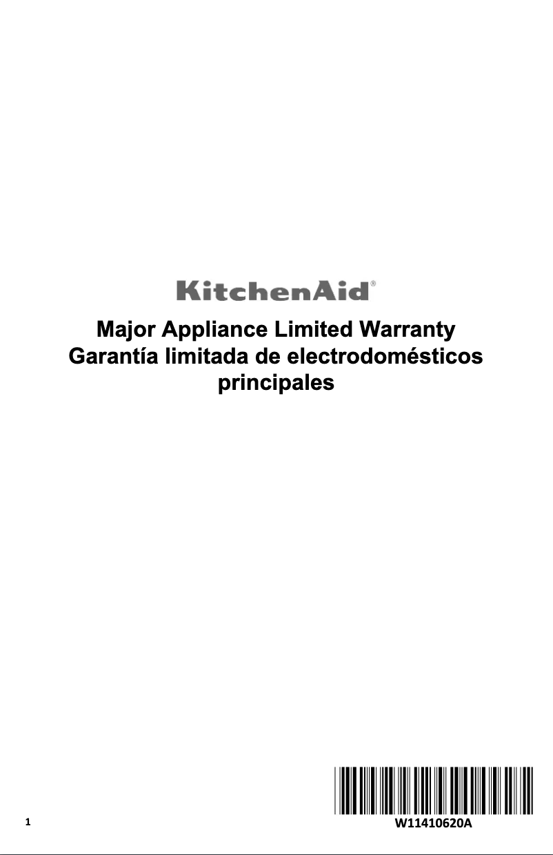 Page 1 of the manual Warranty Information KitchenAid KMHC319LSS