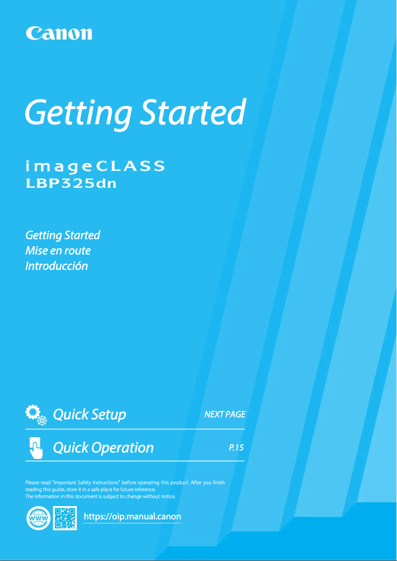 Page 1 of the manual User Manual Canon imageCLASS LBP325dn