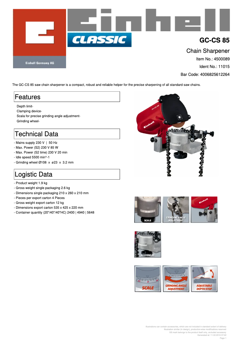 First page image of the manual for GC-CS 85