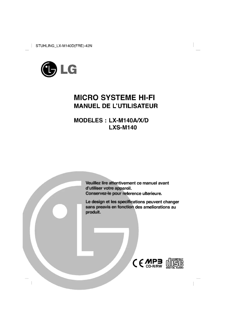 First page image of the manual for LX-M140D