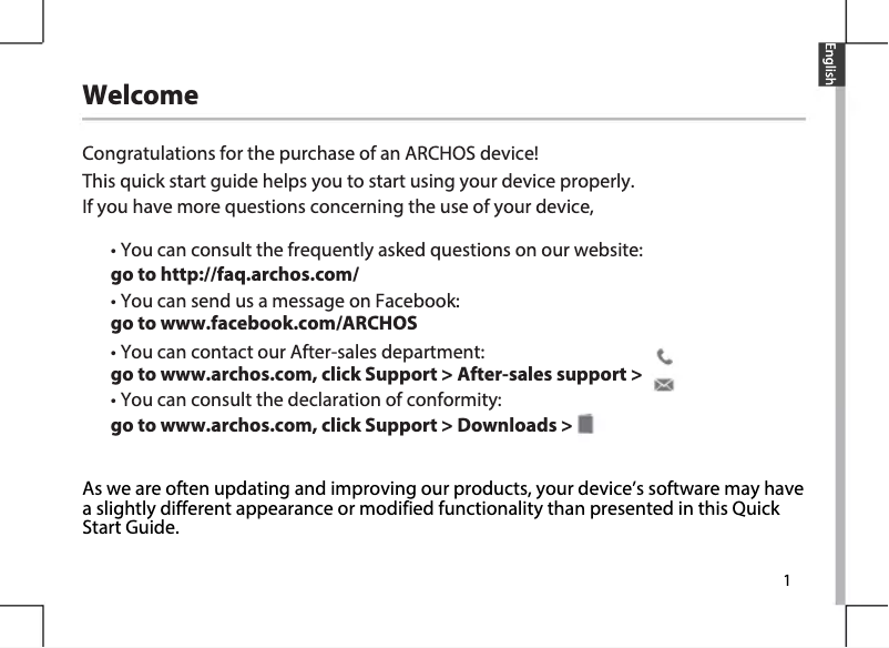 Page 1 of the manual User Manual Archos 50 Power