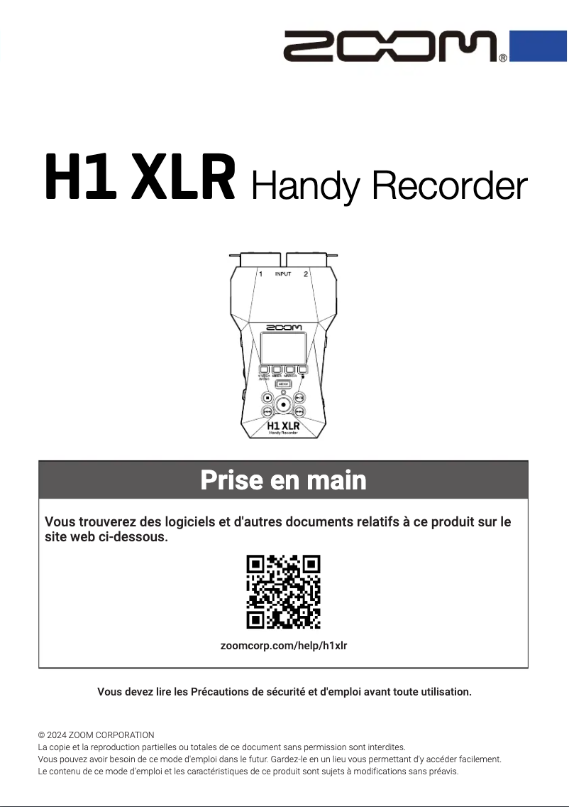 First page image of the manual for H1 XLR