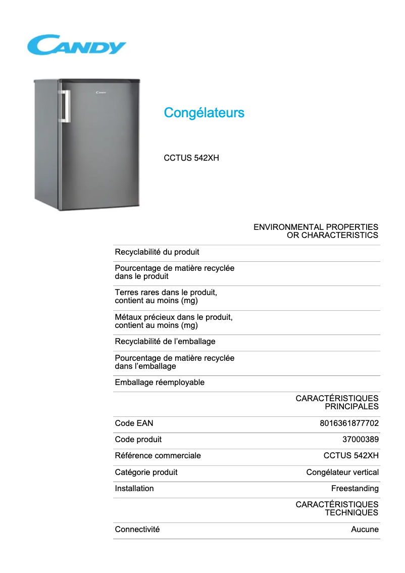 First page image of the manual for CCTUS 542XH