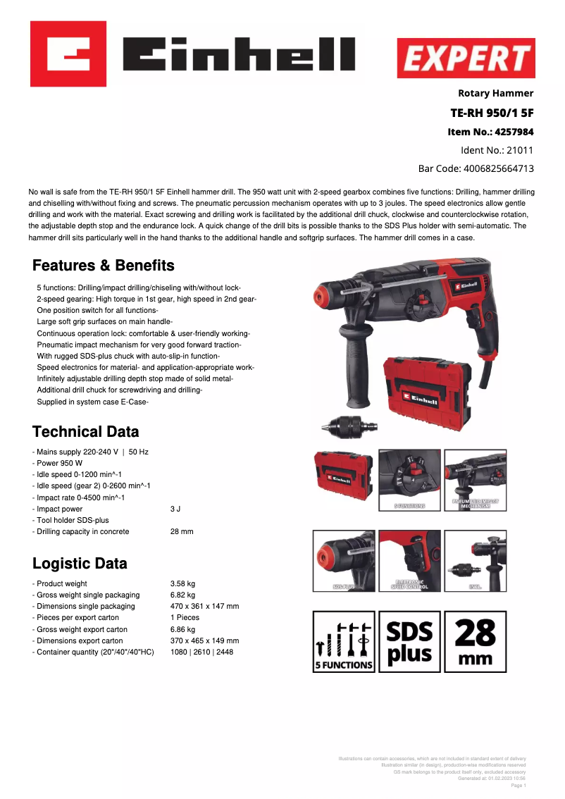First page image of the manual for TE-RH 950/1 5F