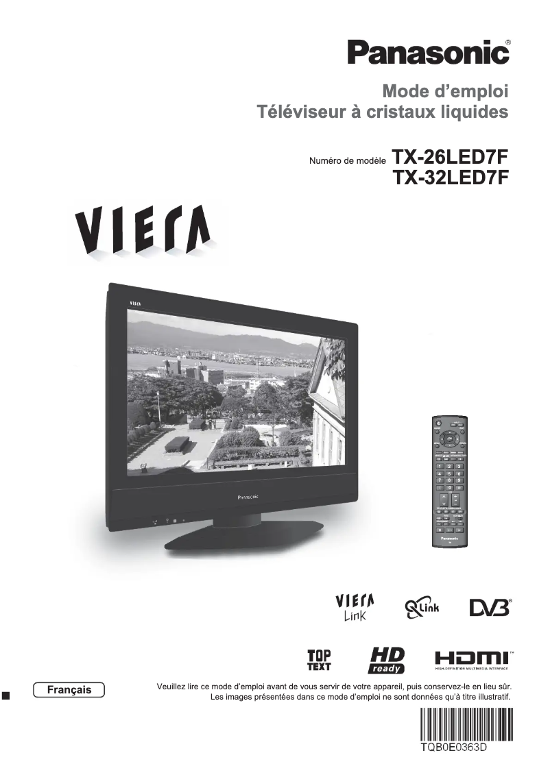 Page 1 of the manual User Manual Panasonic Viera TX-32LED7F
