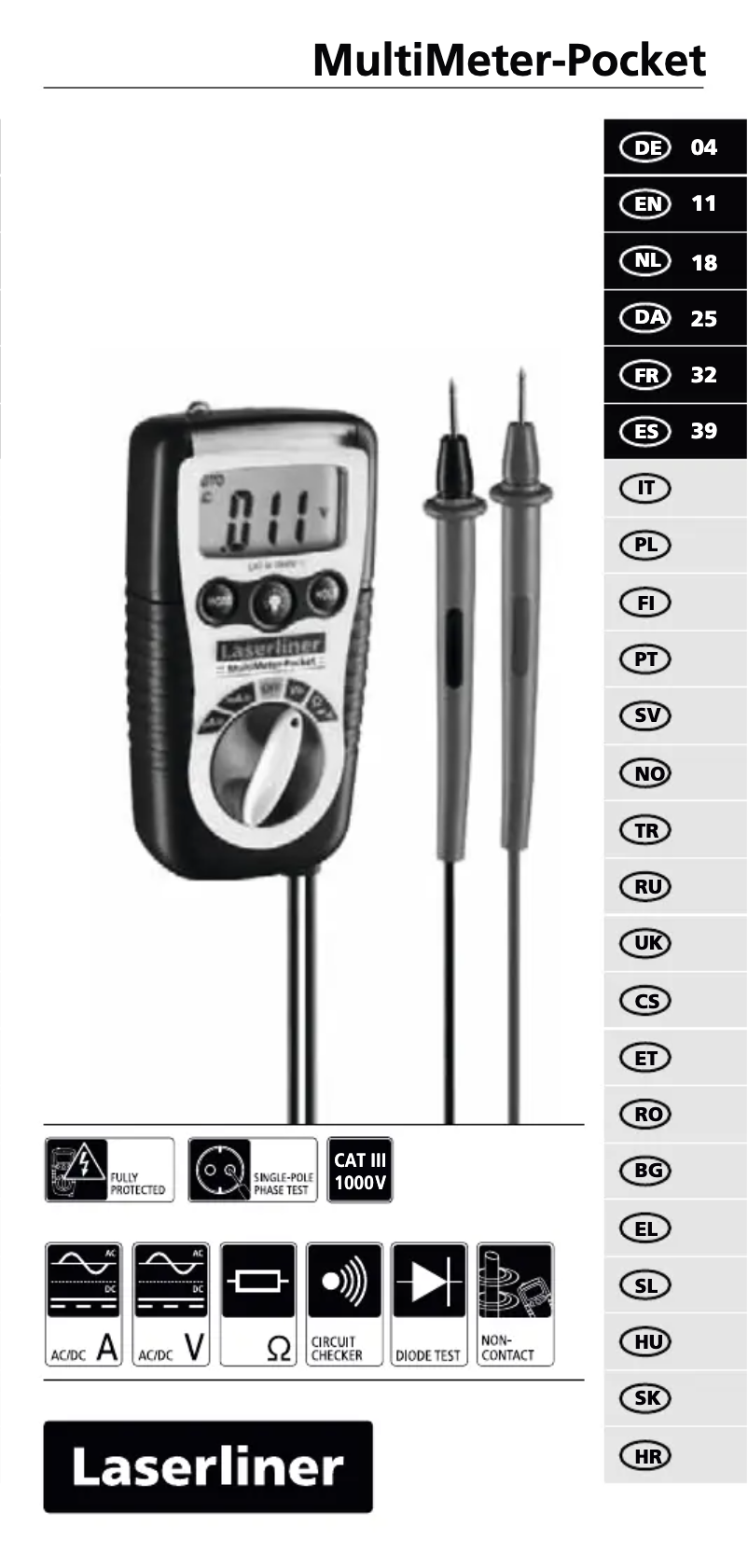 Page 1 of the manual User Manual Laserliner MultiMeter-Pocket