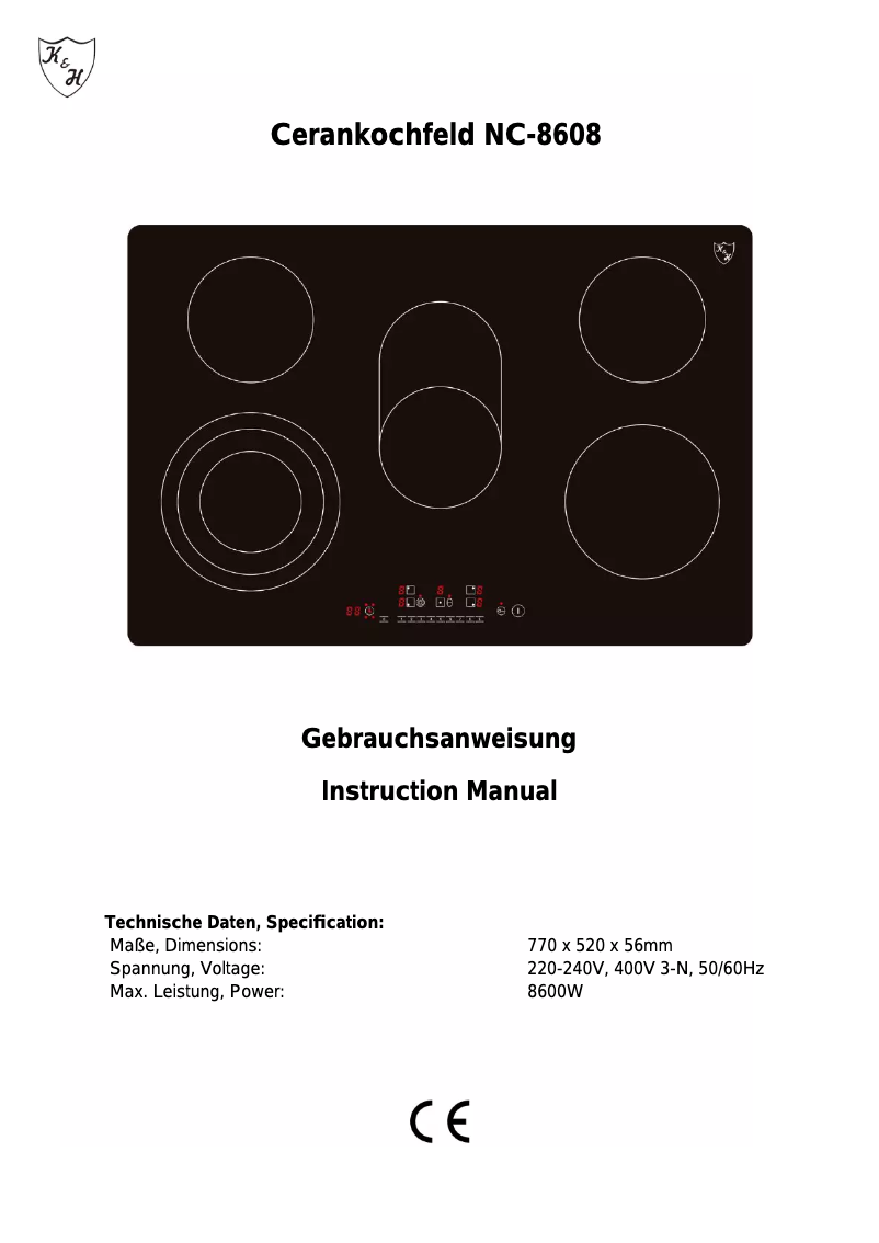 Page 1 of the manual User Manual K&H NC-8608